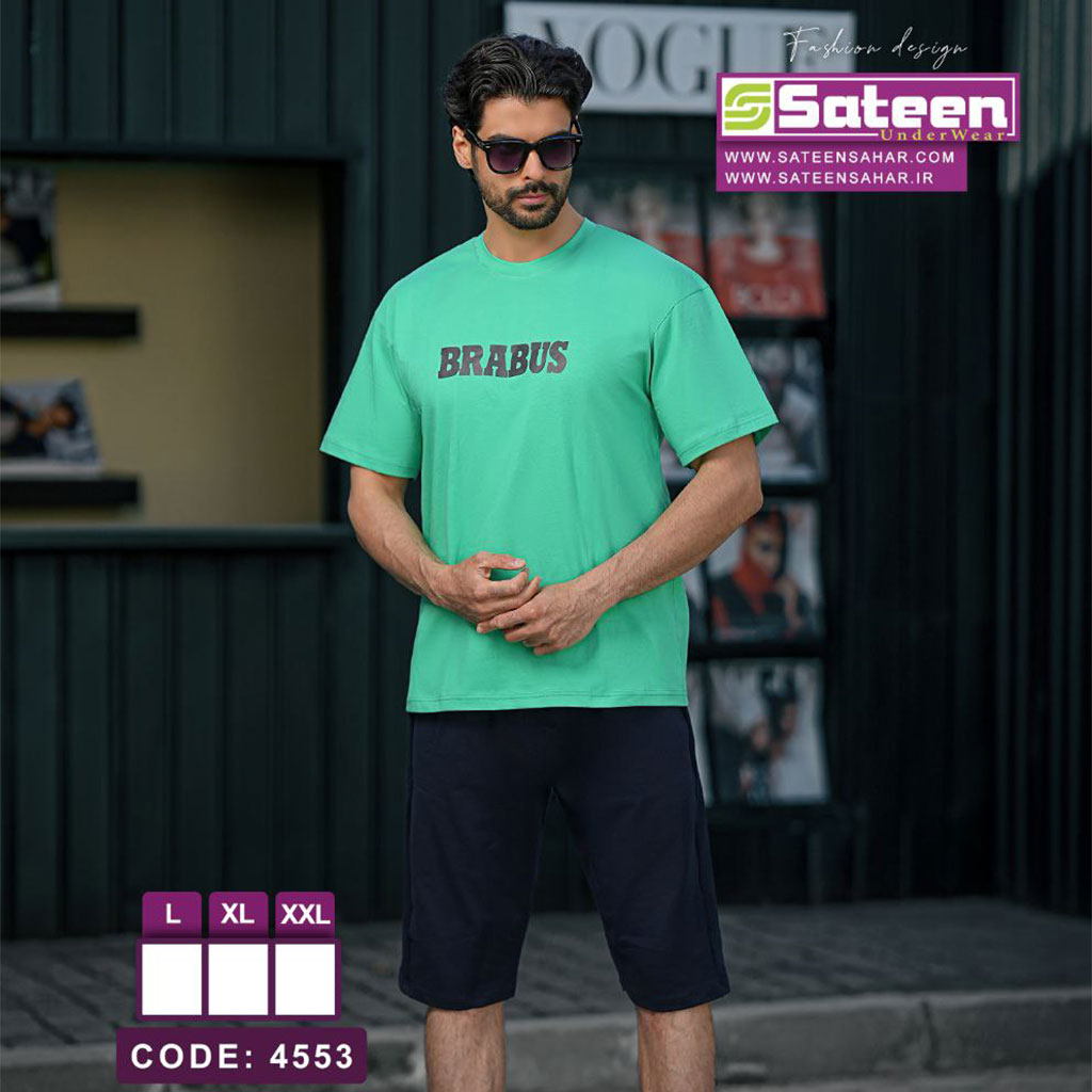 ست تیشرت و شلوارک مردانه Brabus ساتین 4553