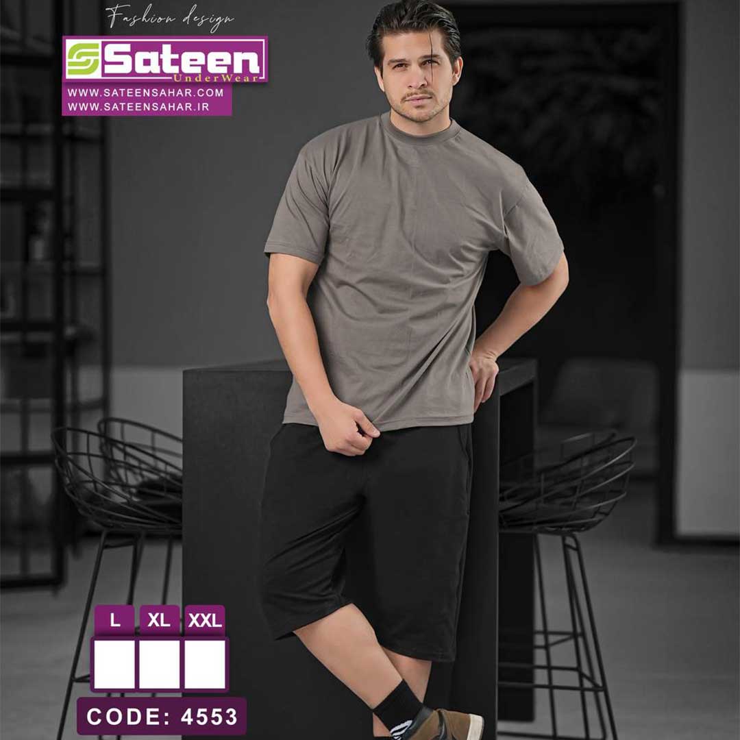 خرید ست تیشرت و شلوارک مردانه خاکستری مشکی