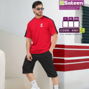 ست تیشرت پنبه و شلوارک دورس مردانه ساتین سحر مدل 4561، مناسب فصل پاییز