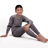 بلوز و شلوار بچگانه ساتین سحر فری سایز با پارچه نخ پنبه‌ای و رنگ طوسی